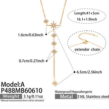 316L Stainless Steel 18K Gold PVD Star Zircon Necklace - Star Zircon Modern Elegant Wholesale Stainless Steel Jewelry - Sensitive Skin Friendly - Detail 9