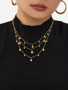 316L Stainless Steel 18K Gold PVD Star Zircon Pendant Necklace & Bracelet Set - Light Luxury Gold Star Zircon Pendant Stackable Wholesale Stainless Steel Jewelry - Sensitive Skin Friendly - Detail 20