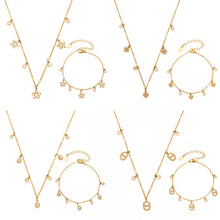 316L Stainless Steel 18K Gold PVD Star Zircon Pendant Necklace & Bracelet Set - Light Luxury Gold Star Zircon Pendant Stackable Wholesale Stainless Steel Jewelry - Sensitive Skin Friendly - Detail 3