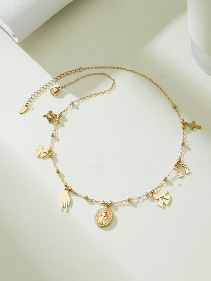 316L Stainless Steel 18K Gold PVD Starburst Pavé Zircon Pendant Necklace - Starburst Pendant, Pavé Zircon, Celestial, Modern, Gold, Steel Wholesale Stainless Steel Jewelry - Sensitive Skin Friendly - Detail 11