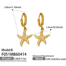 316L Stainless Steel 18K Gold PVD Starfish Zircon Hoop Earrings - Modern Starfish Zircon Hoop, 18K Gold PVD Wholesale Stainless Steel Jewelry - Sensitive Skin Friendly - Detail 10