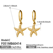 316L Stainless Steel 18K Gold PVD Starfish Zircon Hoop Earrings - Modern Starfish Zircon Hoop, 18K Gold PVD Wholesale Stainless Steel Jewelry - Sensitive Skin Friendly - Detail 13