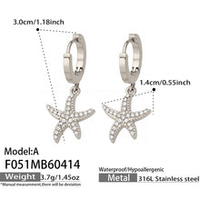 316L Stainless Steel 18K Gold PVD Starfish Zircon Hoop Earrings - Modern Starfish Zircon Hoop, 18K Gold PVD Wholesale Stainless Steel Jewelry - Sensitive Skin Friendly - Detail 14
