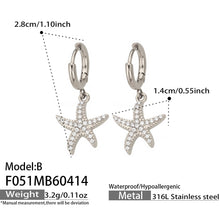 316L Stainless Steel 18K Gold PVD Starfish Zircon Hoop Earrings - Modern Starfish Zircon Hoop, 18K Gold PVD Wholesale Stainless Steel Jewelry - Sensitive Skin Friendly - Detail 8