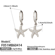 316L Stainless Steel 18K Gold PVD Starfish Zircon Hoop Earrings - Modern Starfish Zircon Hoop, 18K Gold PVD Wholesale Stainless Steel Jewelry - Sensitive Skin Friendly - Detail 9