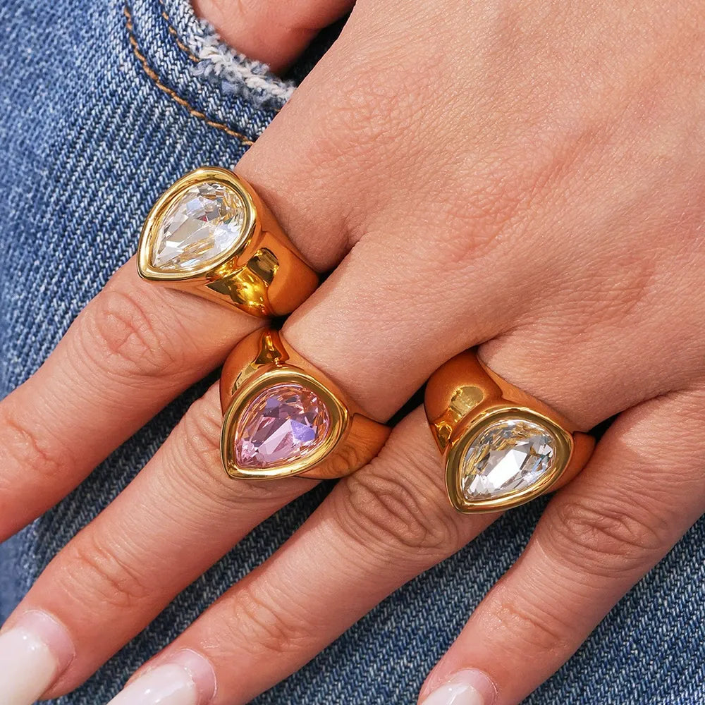 316L Stainless Steel 18K Gold PVD Statement Ring - Image 3