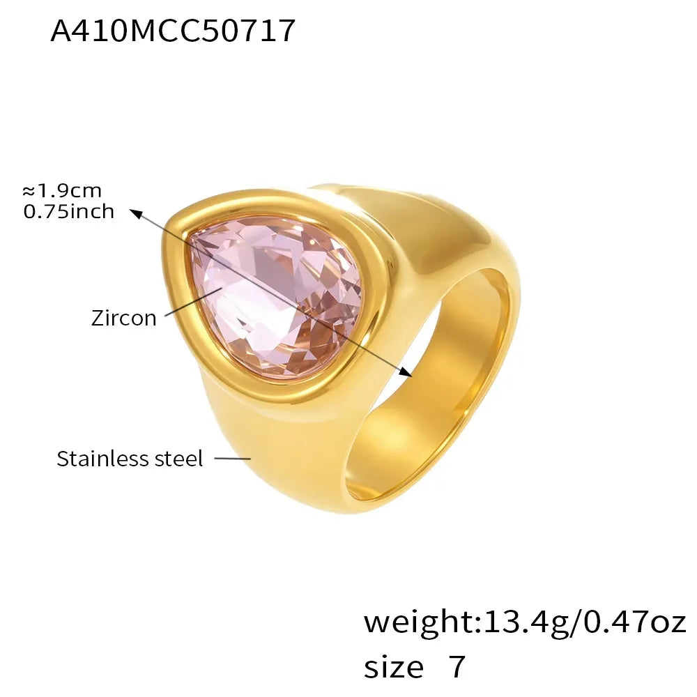 316L Stainless Steel 18K Gold PVD Statement Ring - Image 8