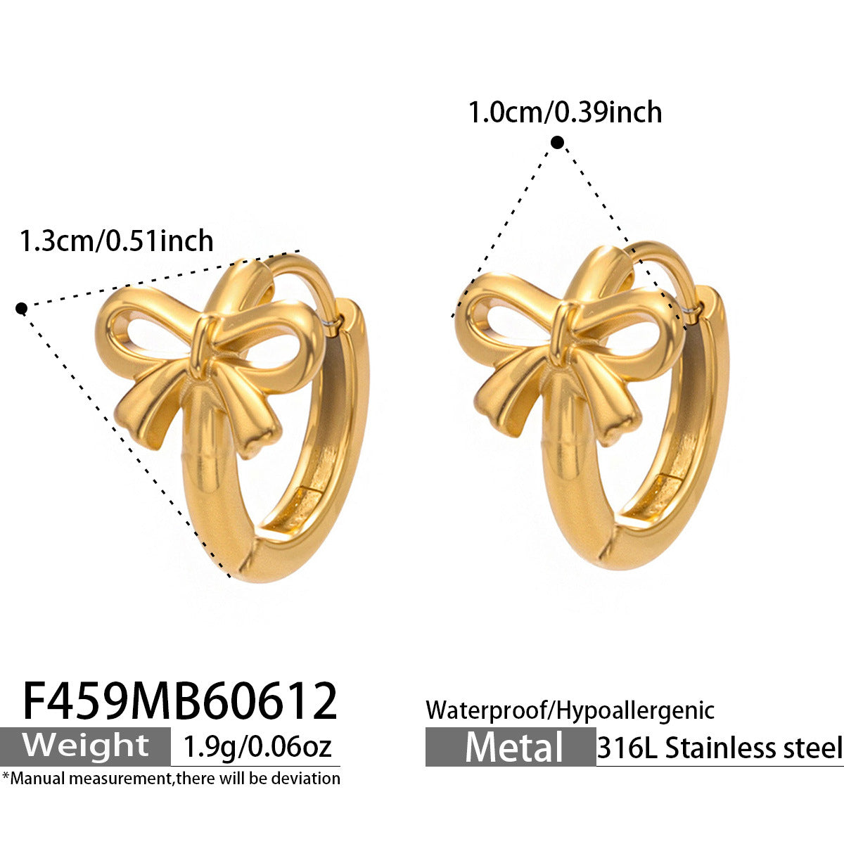 316L Stainless Steel 18K Gold PVD Steel Earrings - Minimalist Steel Wholesale Stainless Steel Jewelry - Sensitive Skin Friendly - Detail 3