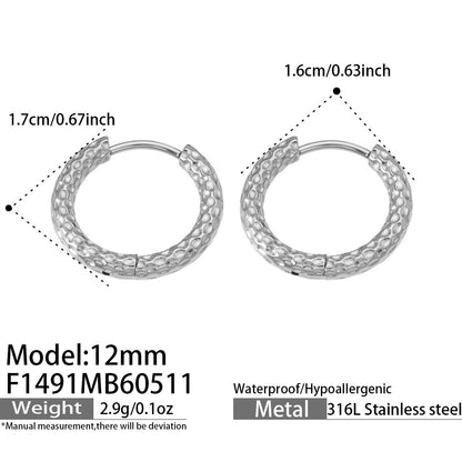 316L Stainless Steel 18K Gold PVD Striped Hoop Earrings - Striped Hoop Lightweight Minimalist Modern Wholesale Stainless Steel Jewelry - Sensitive Skin Friendly - Detail 13