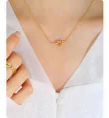 316L Stainless Steel 18K Gold PVD Sweetheart Knotted Heart Pendant Necklace - Sweetheart Knotted Heart Pendant Minimalist Romantic Necklace Wholesale Stainless Steel Jewelry - Sensitive Skin Friendly - Detail 1