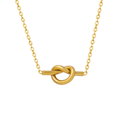 316L Stainless Steel 18K Gold PVD Sweetheart Knotted Heart Pendant Necklace - Sweetheart Knotted Heart Pendant Minimalist Romantic Necklace Wholesale Stainless Steel Jewelry - Sensitive Skin Friendly - Detail 6