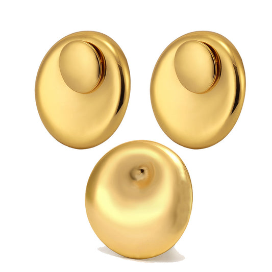 316L Stainless Steel 18K Gold PVD Swirl Statement Ring and Large Hoop Earrings Set - Swirl Statement Ring Large Round Hoop Earrings Wholesale Stainless Steel Jewelry - Sensitive Skin Friendly - Detail 14