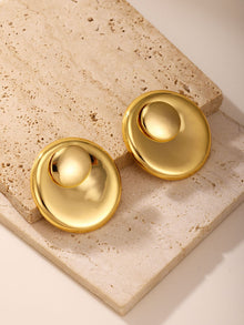 316L Stainless Steel 18K Gold PVD Swirl Statement Ring and Large Hoop Earrings Set - Swirl Statement Ring Large Round Hoop Earrings Wholesale Stainless Steel Jewelry - Sensitive Skin Friendly - Detail 7