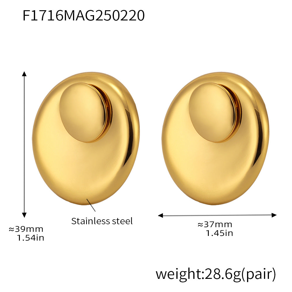 316L Stainless Steel 18K Gold PVD Swirl Statement Ring and Large Hoop Earrings Set - Swirl Statement Ring Large Round Hoop Earrings Wholesale Stainless Steel Jewelry - Sensitive Skin Friendly - Detail 9