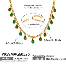 316L Stainless Steel 18K Gold PVD Tassel Necklace with Zircon Water Drop Pendant - Tassel Necklace Zircon Pendant Elegant Wholesale Stainless Steel Jewelry - Sensitive Skin Friendly - Detail 10