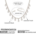 White Zircon Steel Necklace 38.5+5cm (P959) / Default