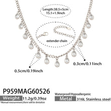 316L Stainless Steel 18K Gold PVD Tassel Necklace with Zircon Water Drop Pendant - Tassel Necklace Zircon Pendant Elegant Wholesale Stainless Steel Jewelry - Sensitive Skin Friendly - Detail 17