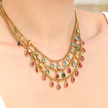 316L Stainless Steel 18K Gold PVD Tassel Necklace with Zircon Water Drop Pendant - Tassel Necklace Zircon Pendant Elegant Wholesale Stainless Steel Jewelry - Sensitive Skin Friendly - Detail 4
