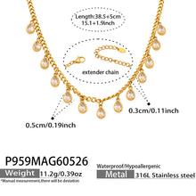 316L Stainless Steel 18K Gold PVD Tassel Necklace with Zircon Water Drop Pendant - Tassel Necklace Zircon Pendant Elegant Wholesale Stainless Steel Jewelry - Sensitive Skin Friendly - Detail 7