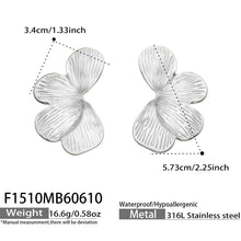 316L Stainless Steel 18K Gold PVD Textured Flower Earrings - Textured Flower Design, Modern Earrings Wholesale Stainless Steel Jewelry - Sensitive Skin Friendly - Detail 3