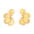 316L Stainless Steel 18K Gold PVD Textured Flower Earrings