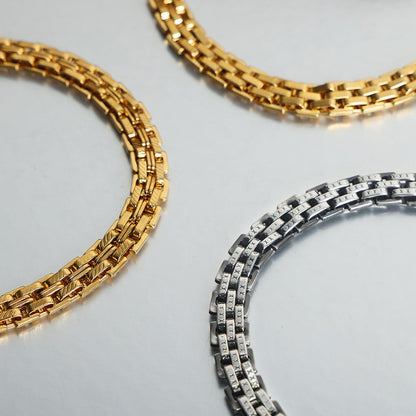 316L Stainless Steel 18K Gold PVD Textured Lobster Clasp Bracelet - Textured Lobster Clasp Gold Bracelet Wholesale Stainless Steel Jewelry - Sensitive Skin Friendly - Detail 10