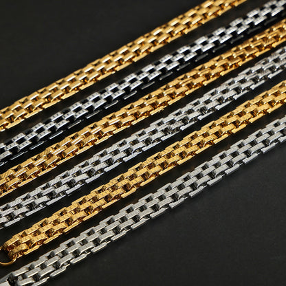316L Stainless Steel 18K Gold PVD Textured Lobster Clasp Bracelet - Textured Lobster Clasp Gold Bracelet Wholesale Stainless Steel Jewelry - Sensitive Skin Friendly - Detail 11