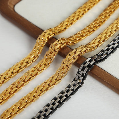 316L Stainless Steel 18K Gold PVD Textured Lobster Clasp Bracelet - Textured Lobster Clasp Gold Bracelet Wholesale Stainless Steel Jewelry - Sensitive Skin Friendly - Detail 12