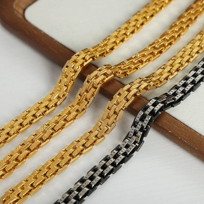 316L Stainless Steel 18K Gold PVD Textured Lobster Clasp Bracelet - Textured Lobster Clasp Gold Bracelet Wholesale Stainless Steel Jewelry - Sensitive Skin Friendly - Detail 2