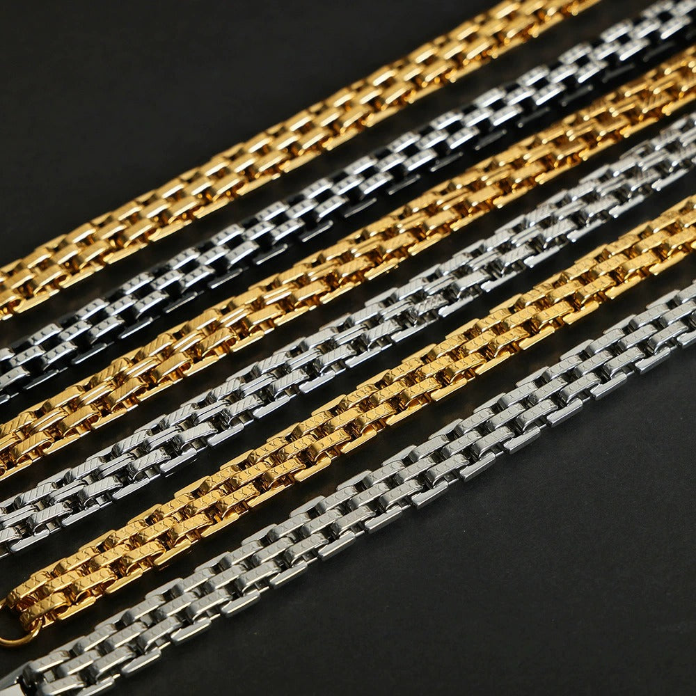 316L Stainless Steel 18K Gold PVD Textured Lobster Clasp Bracelet - Textured Lobster Clasp Gold Bracelet Wholesale Stainless Steel Jewelry - Sensitive Skin Friendly - Detail 3