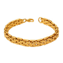 316L Stainless Steel 18K Gold PVD Textured Lobster Clasp Bracelet - Textured Lobster Clasp Gold Bracelet Wholesale Stainless Steel Jewelry - Sensitive Skin Friendly - Detail 5
