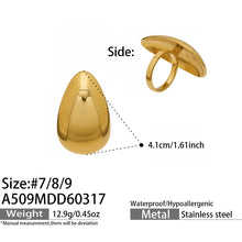 316L Stainless Steel 18K Gold PVD Textured Oval Drop Ring - Textured Oval Drop Ring Wholesale Stainless Steel Jewelry - Sensitive Skin Friendly - Detail 5
