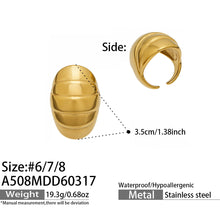 316L Stainless Steel 18K Gold PVD Textured Oval Drop Ring - Textured Oval Drop Ring Wholesale Stainless Steel Jewelry - Sensitive Skin Friendly - Detail 6