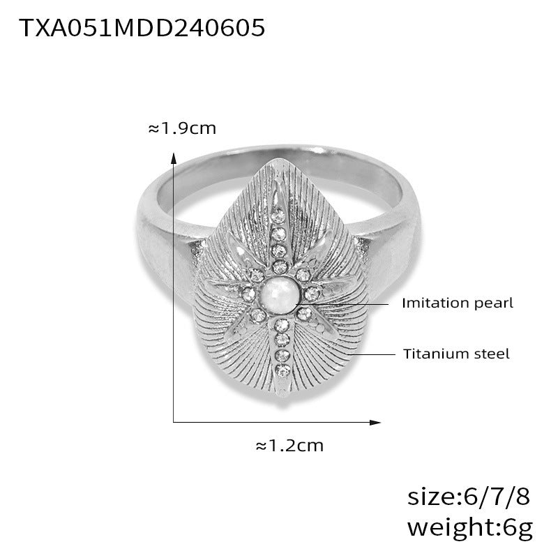 316L Stainless Steel 18K Gold PVD Textured Teardrop Star Diamond-Set Jewelry Set - Textured Teardrop Star Diamond Set Minimalist French Chic Wholesale Stainless Steel Jewelry - Sensitive Skin Friendly - Detail 11