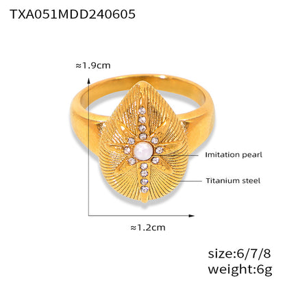 316L Stainless Steel 18K Gold PVD Textured Teardrop Star Diamond-Set Jewelry Set - Textured Teardrop Star Diamond Set Minimalist French Chic Wholesale Stainless Steel Jewelry - Sensitive Skin Friendly - Detail 15