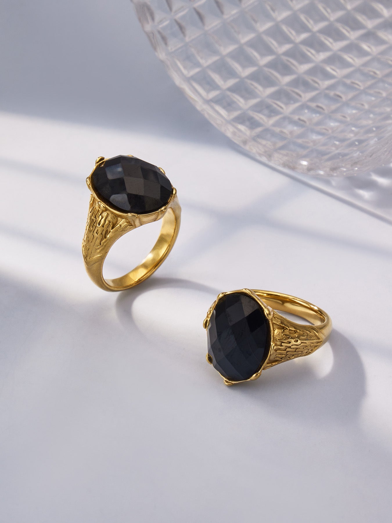 316L Stainless Steel 18K Gold PVD Tiger Eye Stone Ring - Tiger Eye Stone Gold Ring Minimalist Modern Wholesale Stainless Steel Jewelry - Sensitive Skin Friendly - Detail 11