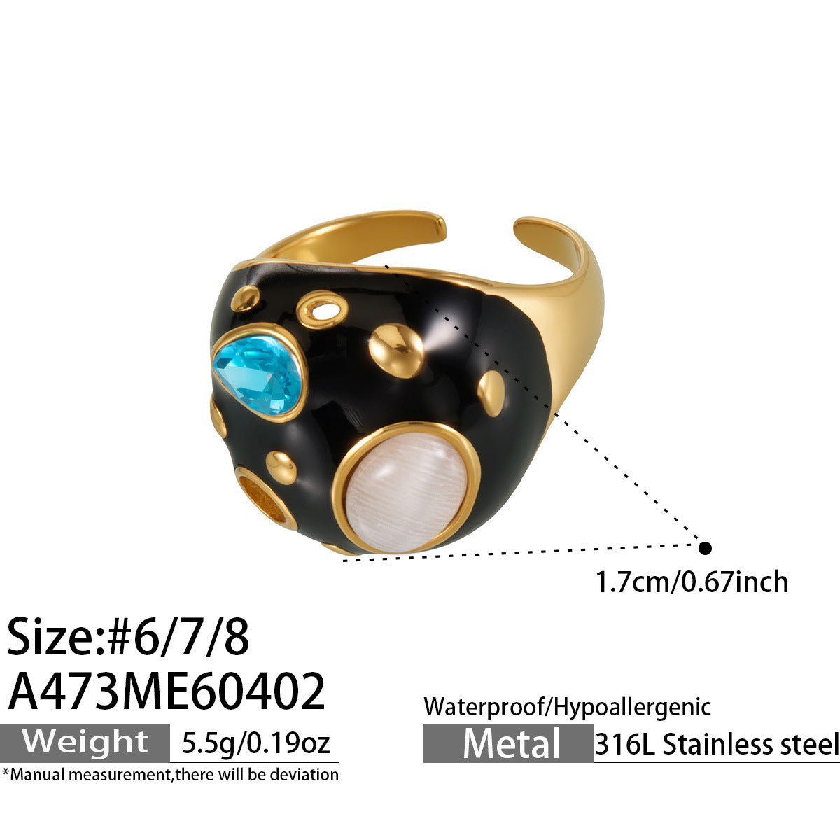 316L Stainless Steel 18K Gold PVD Tiger Eye Stone Ring - Tiger Eye Stone Gold Ring Minimalist Modern Wholesale Stainless Steel Jewelry - Sensitive Skin Friendly - Detail 3