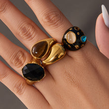 316L Stainless Steel 18K Gold PVD Tiger Eye Stone Ring - Tiger Eye Stone Gold Ring Minimalist Modern Wholesale Stainless Steel Jewelry - Sensitive Skin Friendly - Detail 4