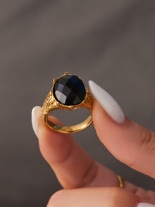 316L Stainless Steel 18K Gold PVD Tiger Eye Stone Ring - Tiger Eye Stone Gold Ring Minimalist Modern Wholesale Stainless Steel Jewelry - Sensitive Skin Friendly - Detail 5