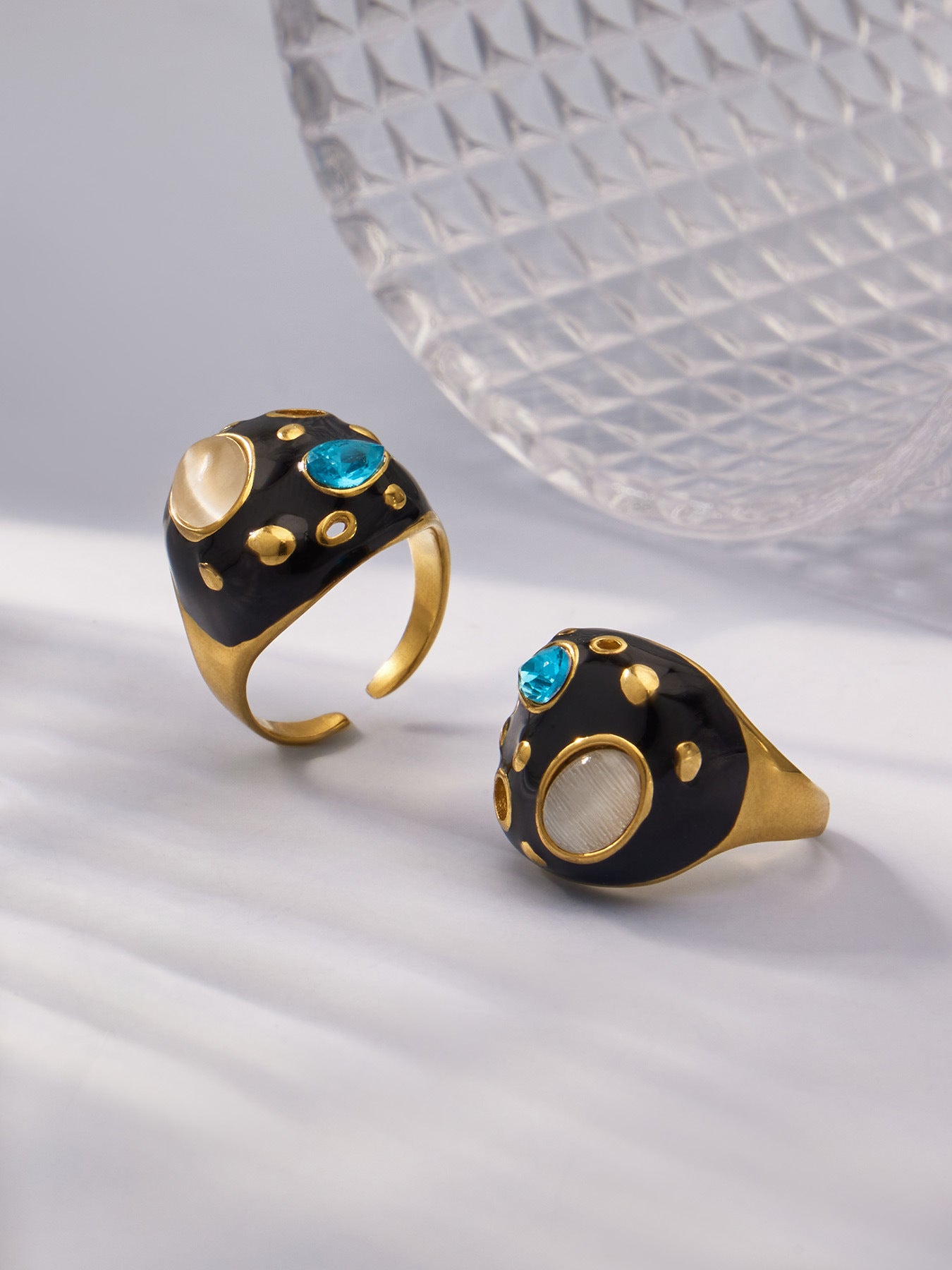 316L Stainless Steel 18K Gold PVD Tiger Eye Stone Ring - Tiger Eye Stone Gold Ring Minimalist Modern Wholesale Stainless Steel Jewelry - Sensitive Skin Friendly - Detail 7