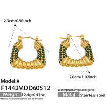 316L Stainless Steel 18K Gold PVD Trapezoid Zircon Earrings - Trapezoid Zircon Gold Minimalist Modern Wholesale Stainless Steel Jewelry - Sensitive Skin Friendly - Detail 4