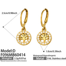 316L Stainless Steel 18K Gold PVD Tree of Life Zircon Hoop Earrings - Tree of Life, Zircon, Hoop Earrings, Gold Plated, Spiritual, Modern Wholesale Stainless Steel Jewelry - Sensitive Skin Friendly - Detail 9