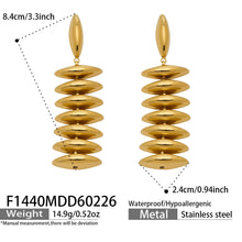 316L stainless steel 18K Gold PVD Trendy Beaded Dangle Earrings modeled styling view for wholesale earrings buyers