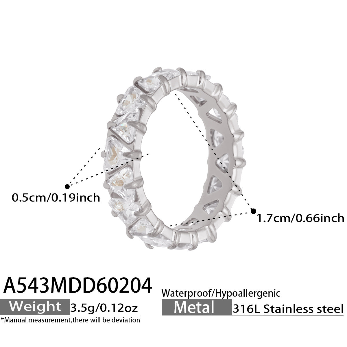 316L Stainless Steel 18K Gold PVD Triangle Zircon Full Pavé Ring - Triangle Zircon Full Pavé, Gold Band, Steel Ring, Modern Minimalist Wholesale Stainless Steel Jewelry - Sensitive Skin Friendly - Detail 5