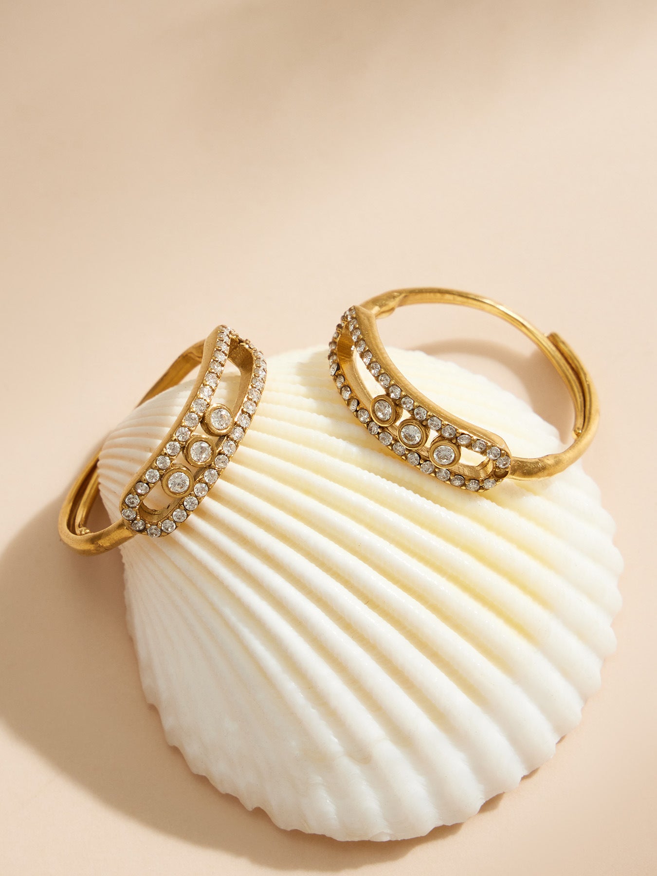 316L Stainless Steel 18K Gold PVD Triple Zircon Geometric Ring Bracelet Necklace Set - Triple Zircon Geometric Set Wholesale Stainless Steel Jewelry - Sensitive Skin Friendly - Detail 19