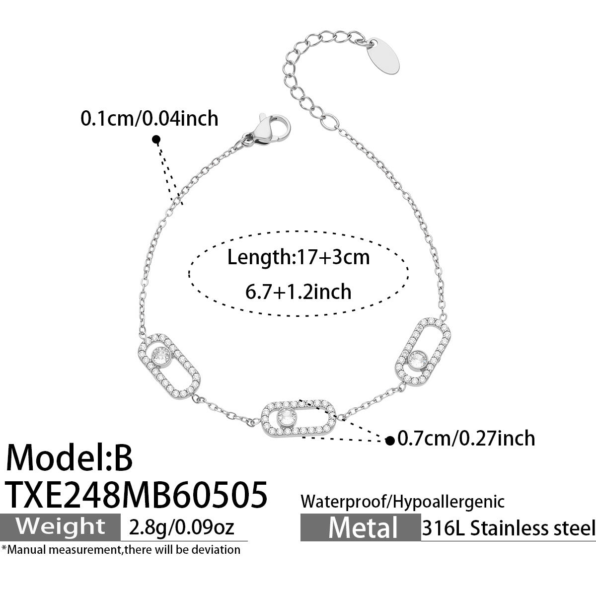 316L Stainless Steel 18K Gold PVD Triple Zircon Geometric Ring Bracelet Necklace Set - Triple Zircon Geometric Set Wholesale Stainless Steel Jewelry - Sensitive Skin Friendly - Detail 22