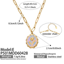316L Stainless Steel 18K Gold PVD Tulip Enamel Pendant Necklace - Artistic Tulip Enamel Pendant Gold Necklace Wholesale Stainless Steel Jewelry - Sensitive Skin Friendly - Detail 7