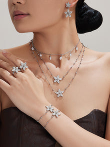 316L Stainless Steel 18K Gold PVD Tulip Flower Zircon Star Tassel Ring Necklace Earrings Bracelet - Tulip Flower Zircon Star Tassel Wholesale Stainless Steel Jewelry - Sensitive Skin Friendly - Detail 10