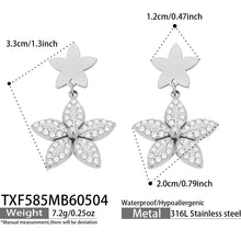 316L Stainless Steel 18K Gold PVD Tulip Flower Zircon Star Tassel Ring Necklace Earrings Bracelet - Tulip Flower Zircon Star Tassel Wholesale Stainless Steel Jewelry - Sensitive Skin Friendly - Detail 15