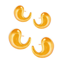 316L Stainless Steel 18K Gold PVD Twist Comma Design Earrings - Twist Comma Design Gold Earrings Wholesale Stainless Steel Jewelry - Sensitive Skin Friendly - Detail 4